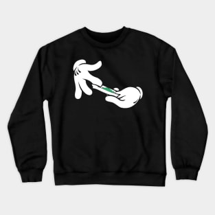 Hand of a well-known mouse rolling a green cigarette Crewneck Sweatshirt